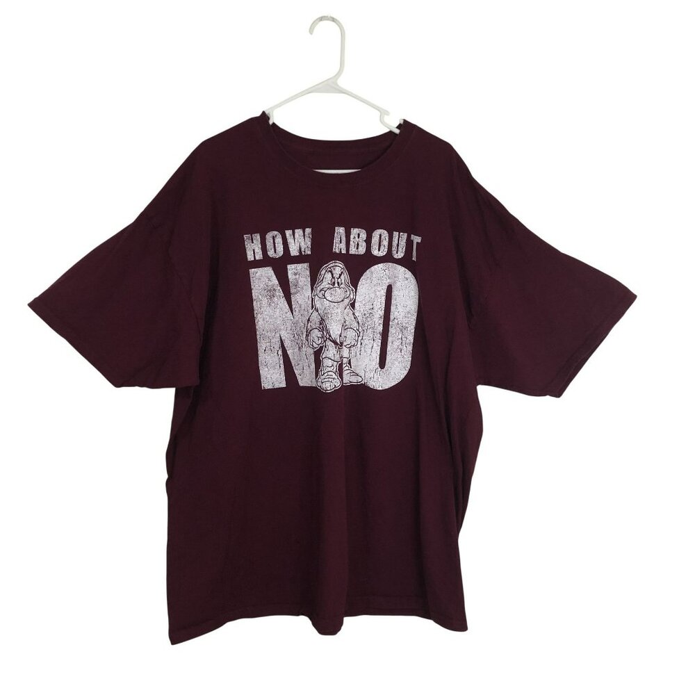 Disney Parks T-Shirt Grumpy Graphic 3XL Hanes Burgundy 100% Cotton